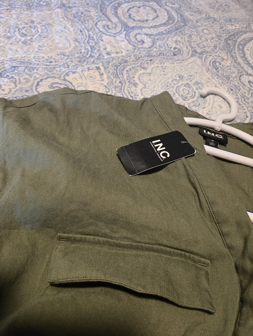 I.N.C. International Concepts Linen Blend Women's 16 Olive Safari Jumpsuit NWT - Picture 8 of 16